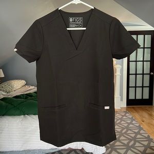 Figs XS Black Casma Three Pocket Scrub Top